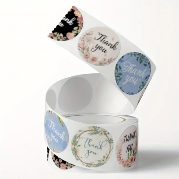 500pc🌼 Floral "Thank You" Stickers ♡ 4 Color/8 Design Variety Pack ☆》NWT《☆ - Picture 4 of 5